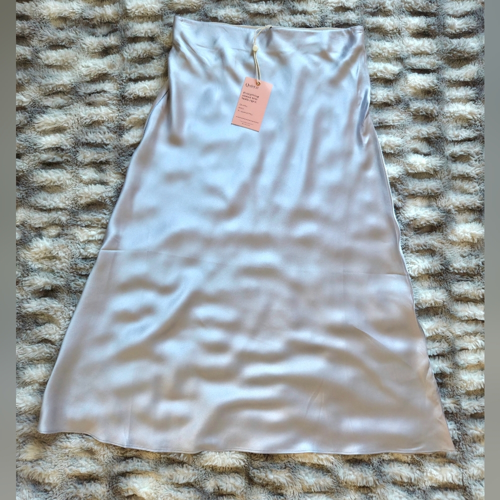 Quince Women's Silvery Blue Silk Skirt Small